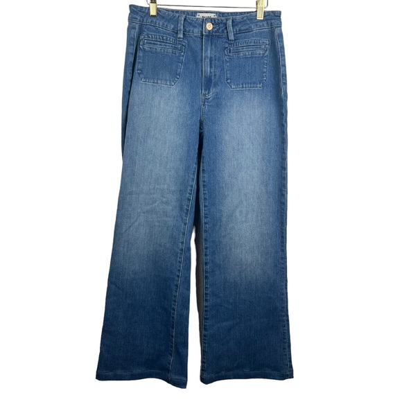 PAIGE Leenah Womens 32 Wide Legged Denim Jeans Patch Pockets Casual Comfort - Picture 1 of 11